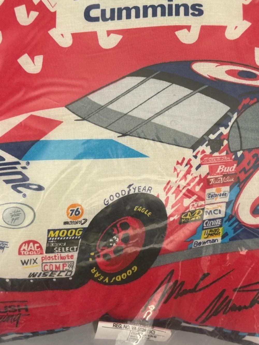 Vintage NASCAR Mark Martin #6 Valvoline Cummins Decorative Pillow Sealed NIP